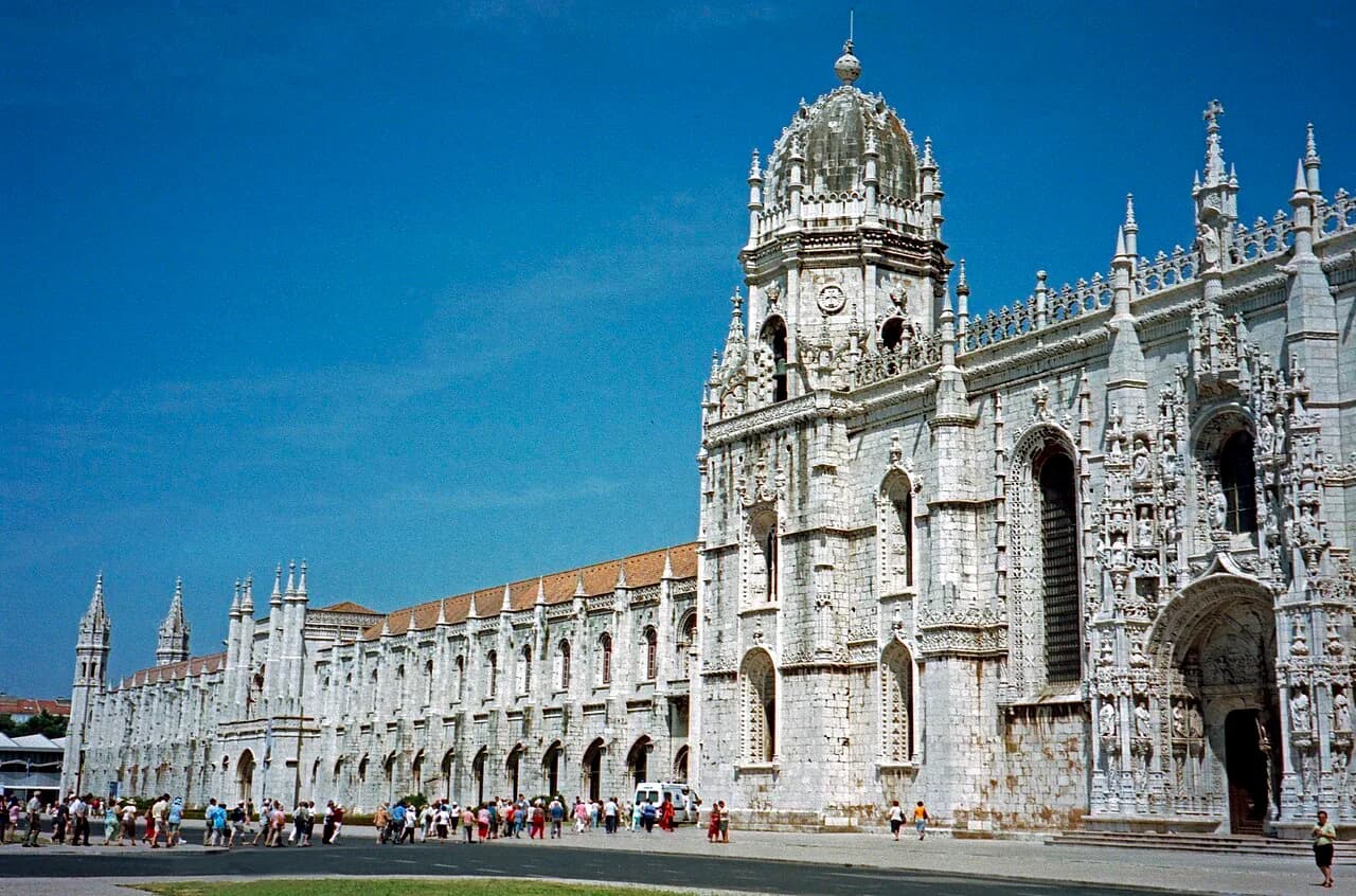 Southern façade of Jerónimos Monastery in Lisbon