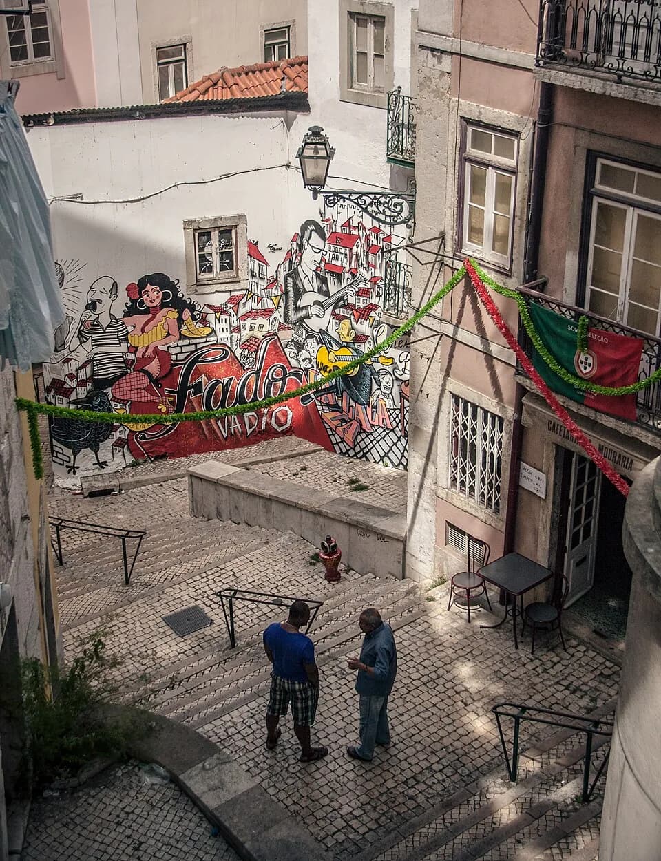 Fado Vadio mural on the Escadinhas de São Cristóvão in Lisbon