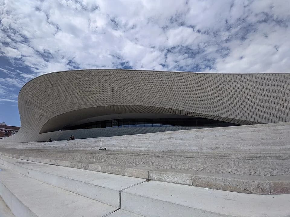Curved contemporary façade of MAAT in Lisbon